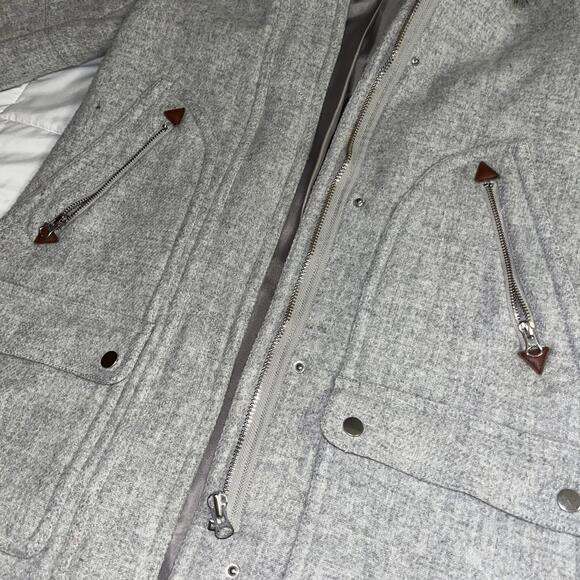 J.Crew Stadium Cloth Wool Nello Gori Womens Size 0 lined Coat Faux Fur Trim Gray - Picture 6 of 9